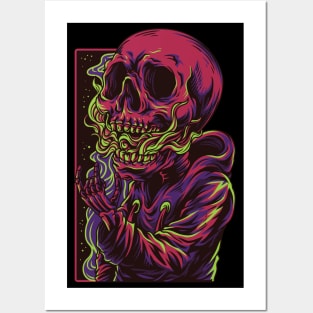 Trippy Dead Skull Design Posters and Art